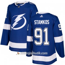 Män Ishockey Tampa Bay Lightning Tröja Steven Stamkos 91 Adidas 2017-2018 Blå Authentic